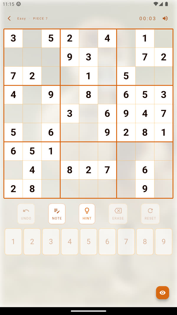 A Sudoku puzzle mid-solve