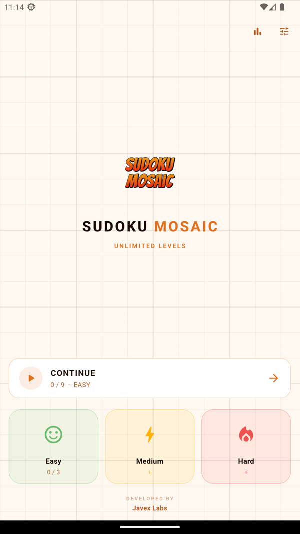 Sudoku Mosaic home screen
