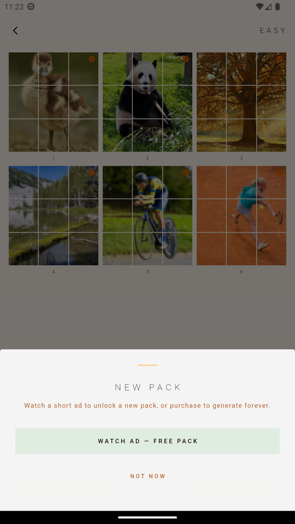 Choosing a themed mosaic pack